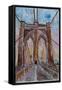 Brooklyn Bridge New York City Pedestrian Walk-Markus Bleichner-Framed Stretched Canvas