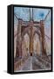 Brooklyn Bridge New York City Pedestrian Walk-Markus Bleichner-Framed Stretched Canvas