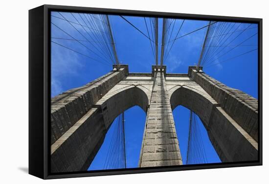 Brooklyn bridge, New York City, USA. September 16, 2012-Gilles Targat-Framed Stretched Canvas