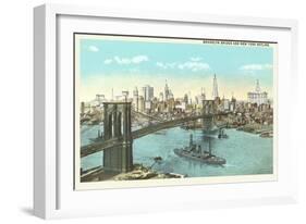 Brooklyn Bridge, New York City-null-Framed Art Print