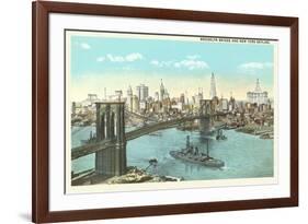 Brooklyn Bridge, New York City-null-Framed Art Print