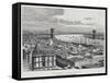 Brooklyn Bridge, New York, from Drawing by Taylor, USA, 19th Century-null-Framed Stretched Canvas