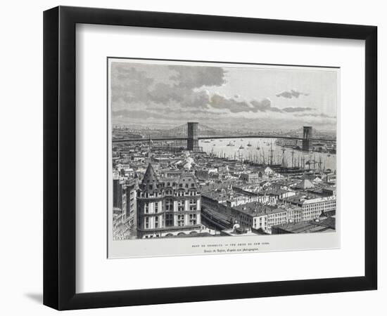 Brooklyn Bridge, New York, from Drawing by Taylor, USA, 19th Century-null-Framed Premium Giclee Print