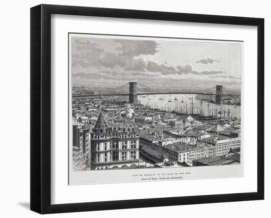 Brooklyn Bridge, New York, from Drawing by Taylor, USA, 19th Century-null-Framed Giclee Print