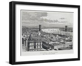 Brooklyn Bridge, New York, from Drawing by Taylor, USA, 19th Century-null-Framed Giclee Print