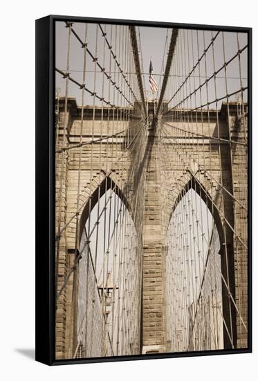 Brooklyn Bridge, New York, United States of America, North America-Amanda Hall-Framed Stretched Canvas