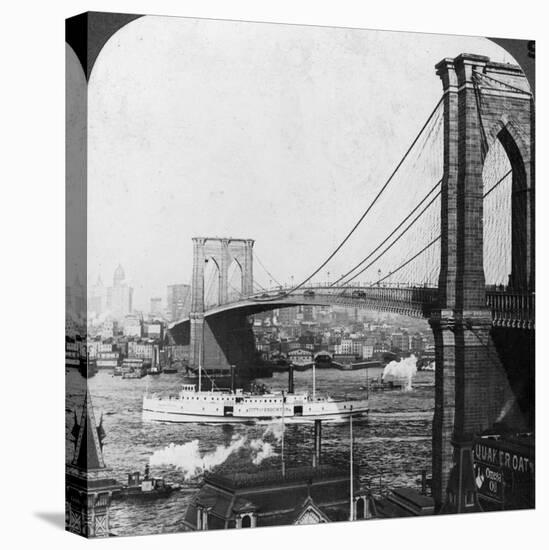 Brooklyn Bridge, New York, USA, Early 20th Century-Underwood & Underwood-Stretched Canvas