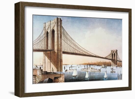 Brooklyn Bridge, NYC, 1881-Currier & Ives-Framed Giclee Print