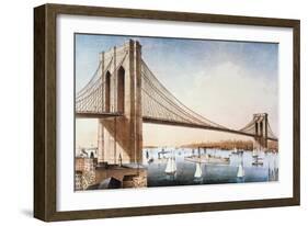 Brooklyn Bridge, NYC, 1881-Currier & Ives-Framed Giclee Print