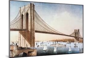 Brooklyn Bridge, NYC, 1881-Currier & Ives-Mounted Giclee Print