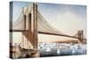 Brooklyn Bridge, NYC, 1881-Currier & Ives-Stretched Canvas