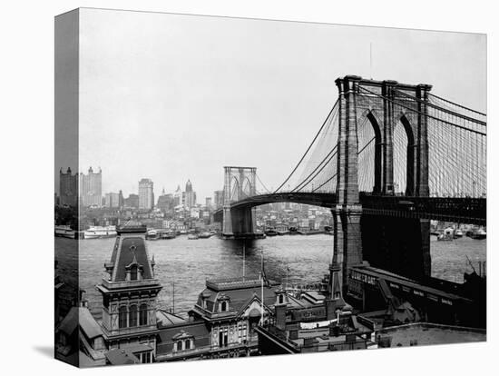 Brooklyn Bridge Over East River and Surrounding Area-null-Stretched Canvas