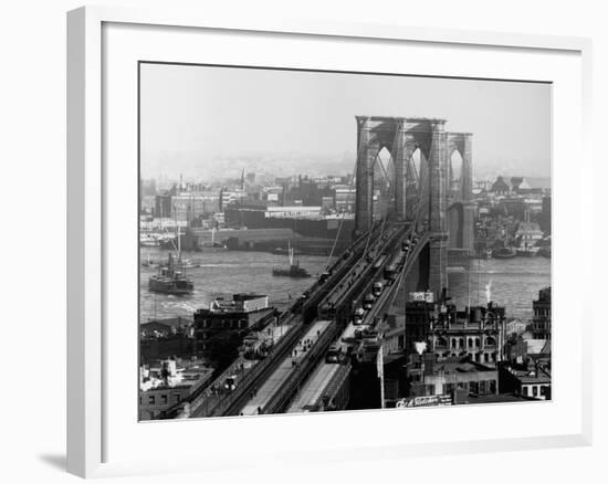 Brooklyn Bridge over East River and Surrounding Area-A. Loeffler-Framed Photographic Print