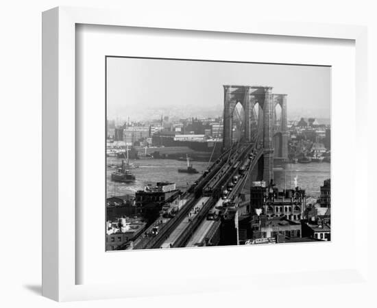 Brooklyn Bridge over East River and Surrounding Area-A. Loeffler-Framed Photographic Print