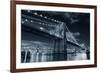 Brooklyn Bridge over East River at Night in Black and White in New York City Manhattan with Lights-Songquan Deng-Framed Photographic Print