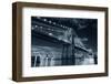 Brooklyn Bridge over East River at Night in Black and White in New York City Manhattan with Lights-Songquan Deng-Framed Photographic Print