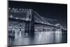 Brooklyn Bridge Over East River At Night In Black And White In New York City Manhattan-Songquan Deng-Mounted Premium Photographic Print