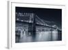 Brooklyn Bridge Over East River At Night In Black And White In New York City Manhattan-Songquan Deng-Framed Photographic Print