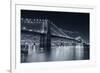 Brooklyn Bridge Over East River At Night In Black And White In New York City Manhattan-Songquan Deng-Framed Photographic Print