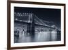 Brooklyn Bridge Over East River At Night In Black And White In New York City Manhattan-Songquan Deng-Framed Photographic Print