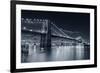 Brooklyn Bridge Over East River At Night In Black And White In New York City Manhattan-Songquan Deng-Framed Photographic Print