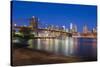 Brooklyn Bridge over East River, Lower Manhattan Skyline-Alan Copson-Stretched Canvas