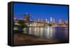 Brooklyn Bridge over East River, Lower Manhattan Skyline-Alan Copson-Framed Stretched Canvas