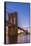 Brooklyn Bridge over East River, New York, United States of America, North America-Alan Copson-Framed Stretched Canvas