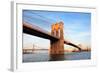 Brooklyn Bridge over East River Viewed from New York City Lower Manhattan Waterfront at Sunset.-Songquan Deng-Framed Photographic Print