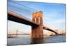 Brooklyn Bridge over East River Viewed from New York City Lower Manhattan Waterfront at Sunset.-Songquan Deng-Mounted Photographic Print