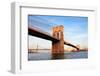 Brooklyn Bridge over East River Viewed from New York City Lower Manhattan Waterfront at Sunset.-Songquan Deng-Framed Photographic Print