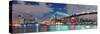 Brooklyn Bridge Panorama over East River at Night in New York City Manhattan with Lights and Reflec-Songquan Deng-Stretched Canvas