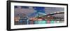 Brooklyn Bridge Panorama over East River at Night in New York City Manhattan with Lights and Reflec-Songquan Deng-Framed Photographic Print