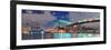 Brooklyn Bridge Panorama over East River at Night in New York City Manhattan with Lights and Reflec-Songquan Deng-Framed Photographic Print