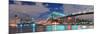 Brooklyn Bridge Panorama over East River at Night in New York City Manhattan with Lights and Reflec-Songquan Deng-Mounted Photographic Print