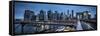 Brooklyn Bridge, rainy evening, skyscrapers and skyline of Manhattan, New York, USA-Andrea Lang-Framed Stretched Canvas