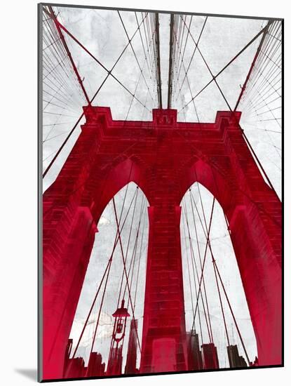 Brooklyn Bridge Red-null-Mounted Giclee Print