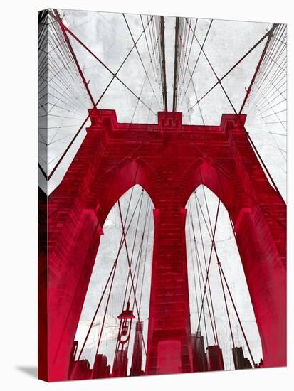 Brooklyn Bridge Red-null-Stretched Canvas
