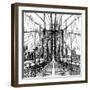 Brooklyn Bridge Sketch-Shelley Lake-Framed Art Print