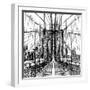 Brooklyn Bridge Sketch-Shelley Lake-Framed Art Print