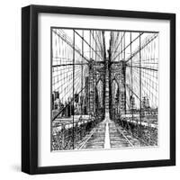 Brooklyn Bridge Sketch-Shelley Lake-Framed Art Print