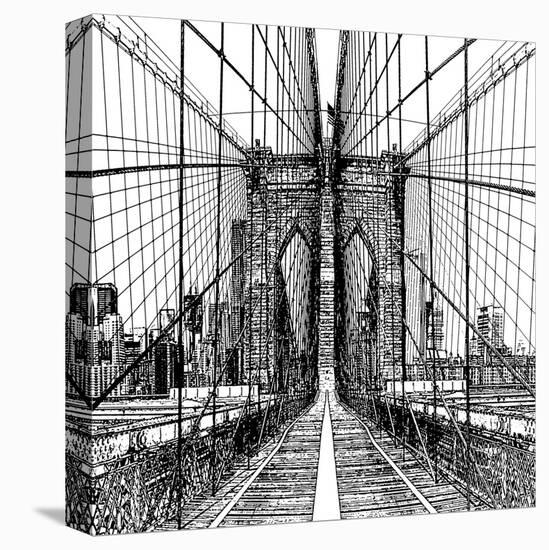 Brooklyn Bridge Sketch-Shelley Lake-Stretched Canvas