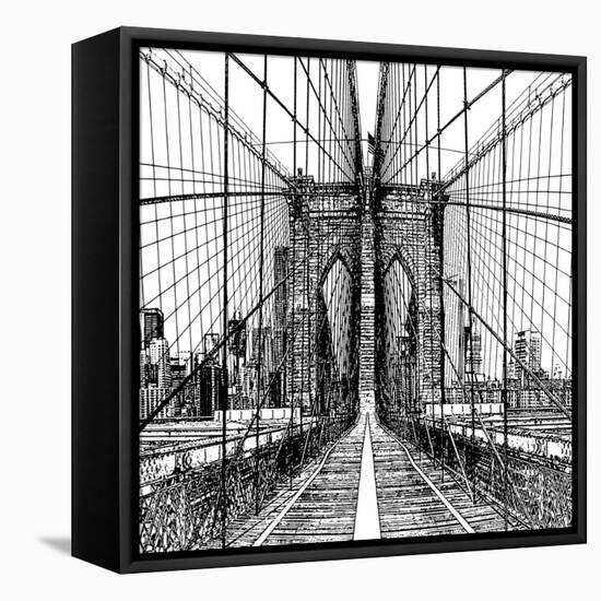 Brooklyn Bridge Sketch-Shelley Lake-Framed Stretched Canvas