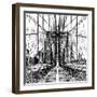 Brooklyn Bridge Sketch-Shelley Lake-Framed Art Print