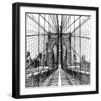 Brooklyn Bridge Sketch-Shelley Lake-Framed Art Print