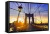 Brooklyn Bridge Sunset New York Manhattan Skyline NY NYC USA-holbox-Framed Stretched Canvas