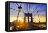 Brooklyn Bridge Sunset New York Manhattan Skyline NY NYC USA-holbox-Framed Stretched Canvas