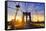 Brooklyn Bridge Sunset New York Manhattan Skyline NY NYC USA-holbox-Framed Stretched Canvas