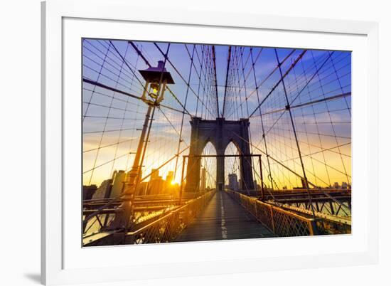 Brooklyn Bridge Sunset New York Manhattan Skyline NY NYC USA-holbox-Framed Photographic Print