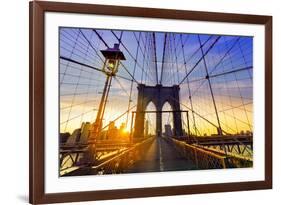 Brooklyn Bridge Sunset New York Manhattan Skyline NY NYC USA-holbox-Framed Photographic Print